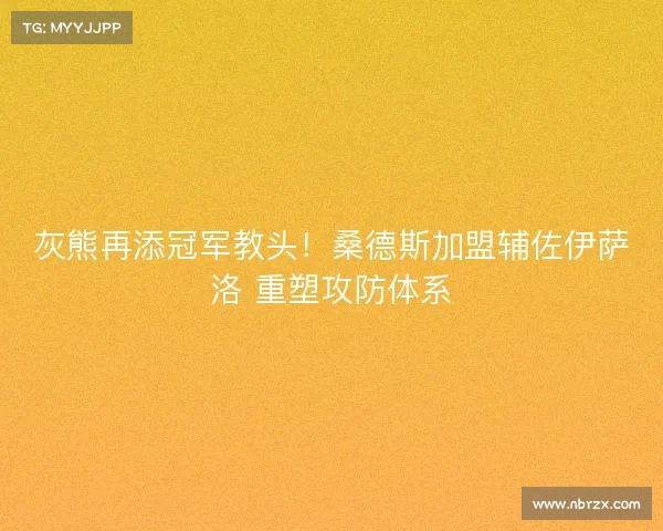 灰熊再添冠军教头！桑德斯加盟辅佐伊萨洛 重塑攻防体系